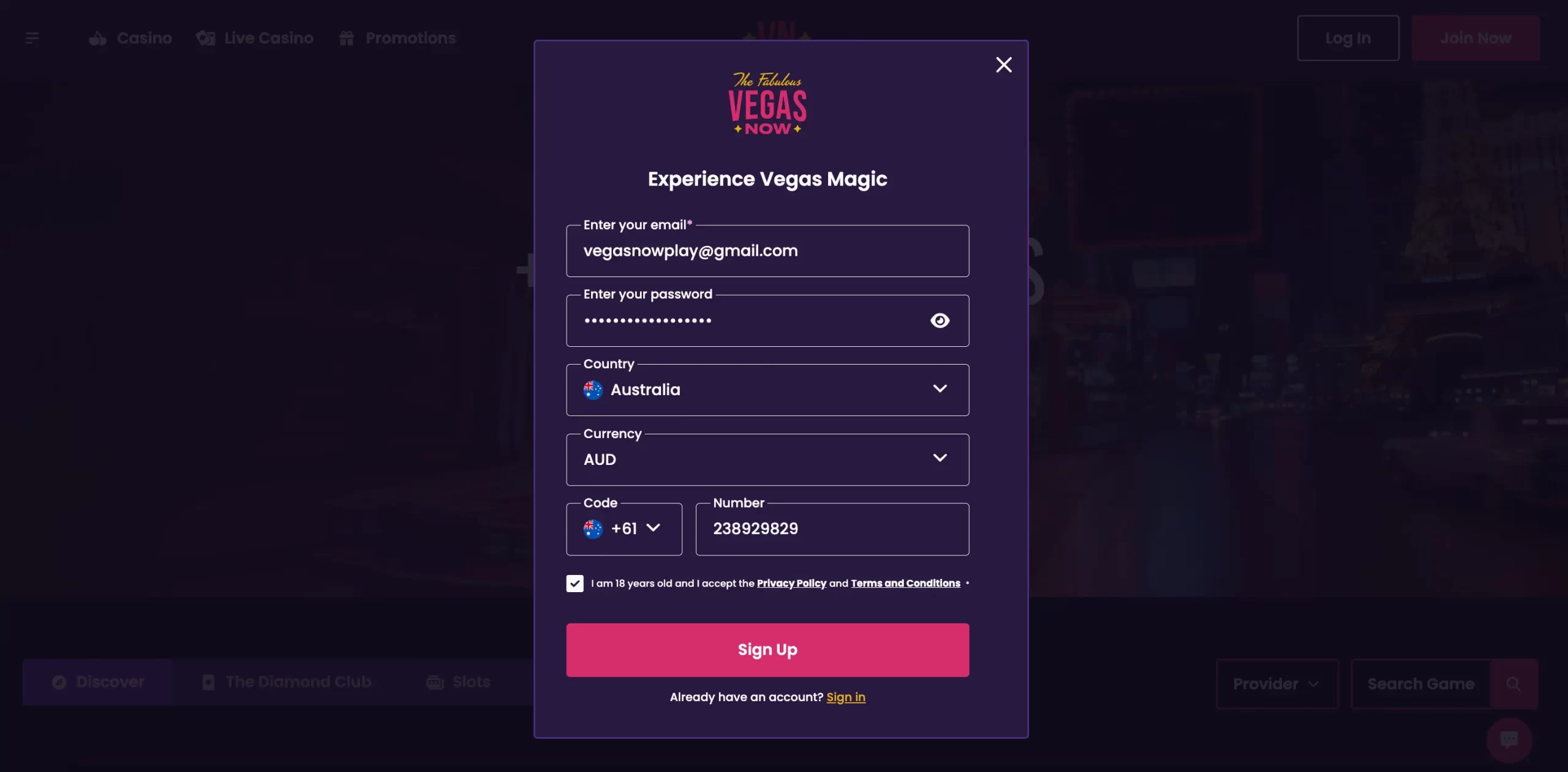 vegasnow casino